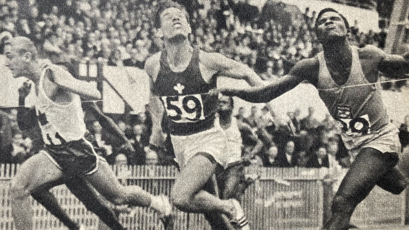 Ron Jones wins 100 yards heat in 1958 Empire Games